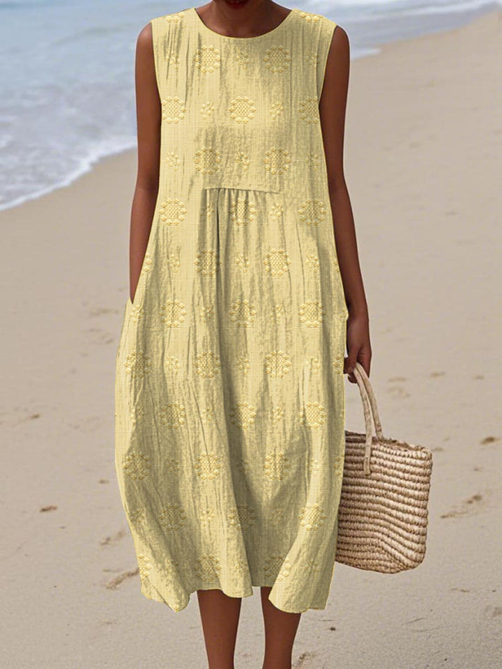 Élodie - Elegant Sleeveless Cotton Dress with Pockets