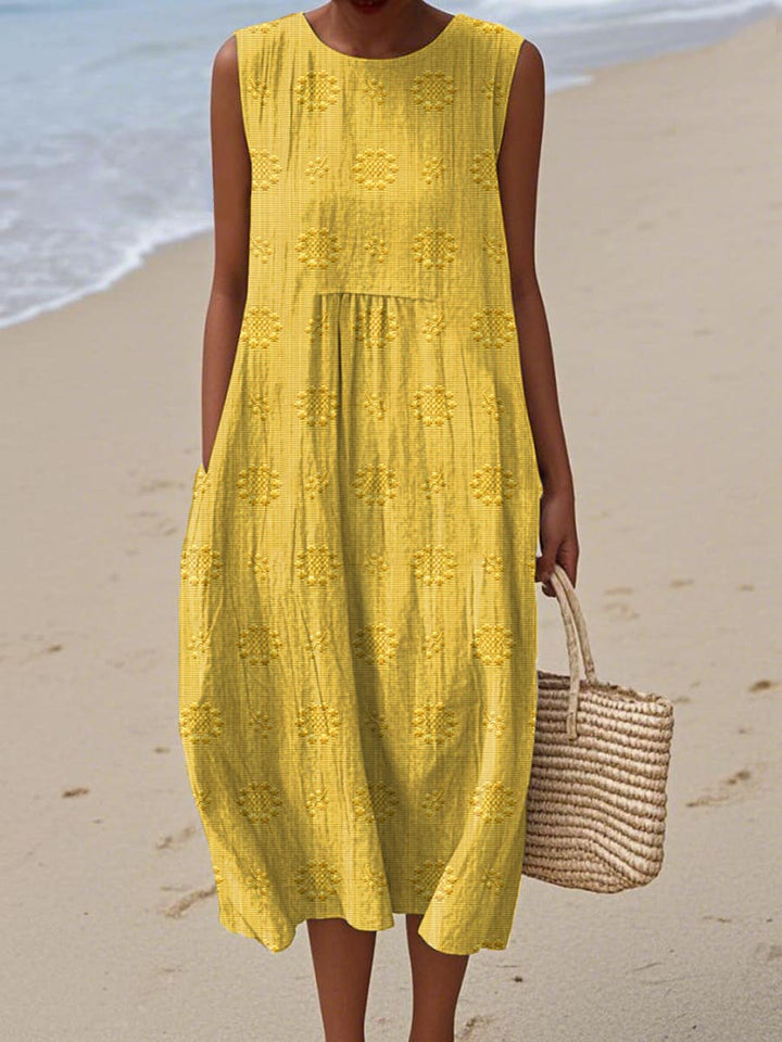 Élodie - Elegant Sleeveless Cotton Dress with Pockets
