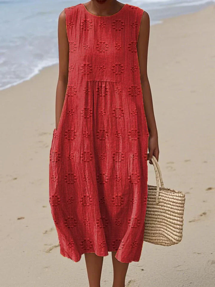 Élodie - Elegant Sleeveless Cotton Dress with Pockets