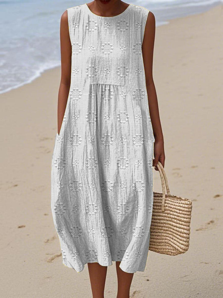 Élodie - Elegant Sleeveless Cotton Dress with Pockets