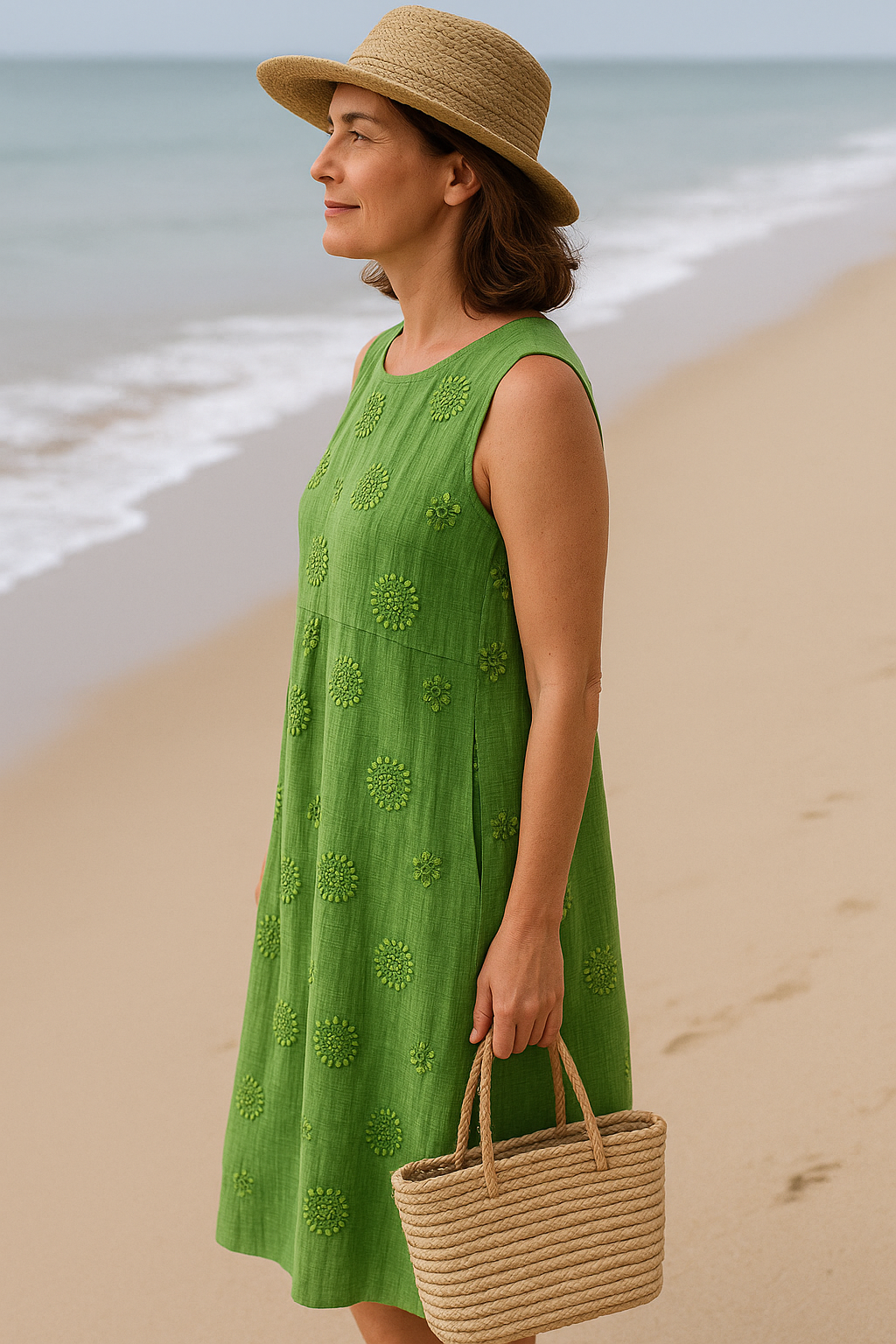 Élodie - Elegant Sleeveless Cotton Dress with Pockets
