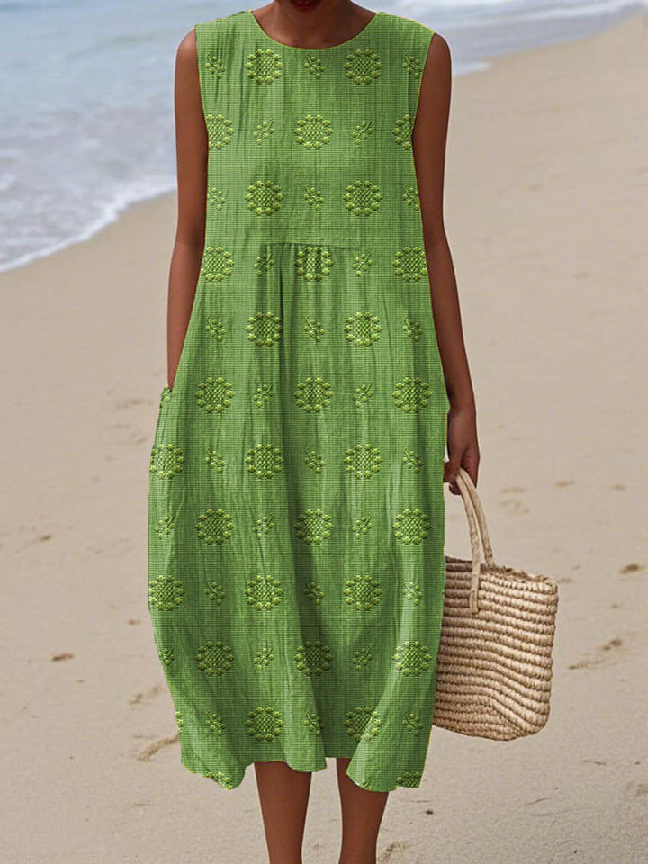 Élodie - Elegant Sleeveless Cotton Dress with Pockets
